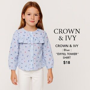 CROWN & IVY | Blue | EIFFEL TOWER SHIRT